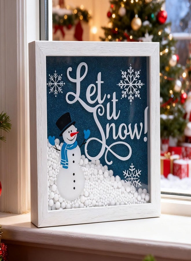 Feivando Christmas Wooden Tabletop Sign Blue Snowman with Snowflake Block Sign Xmas Table Centerpiece for Winter Holiday Party Home Shelf Fireplace Mantle Decoration - Image 5